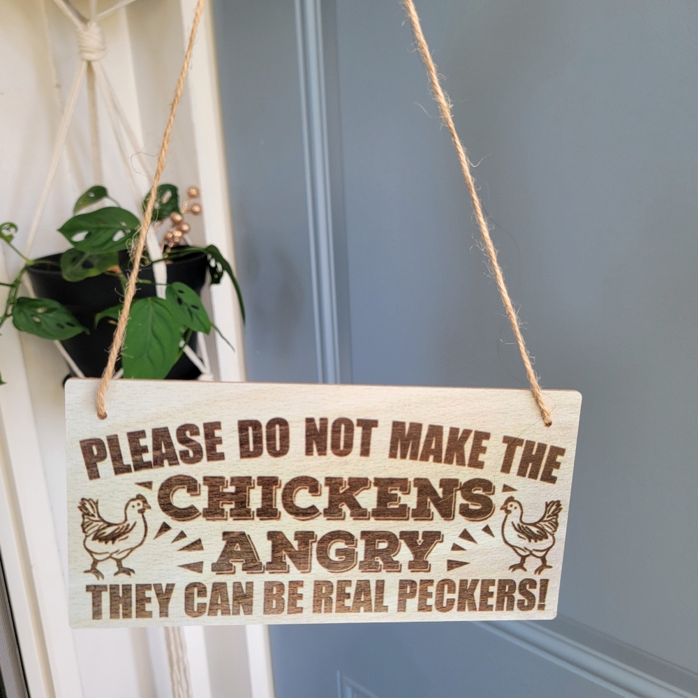 Rustic Brown and Cream Chicken Wall Sign Chicken Decor